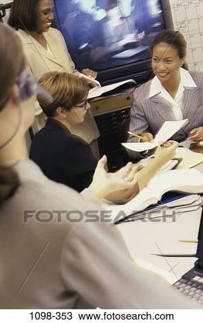 meeting, group, multiethnic, women, headset, smiling, discussion View Large Photo Image Stock Image - meeting, group, multiethnic, women, headset, smiling, discussion. Fotosearch