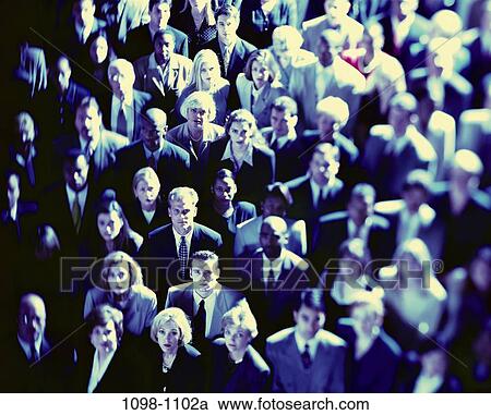 Stock Image - multiethnic, people, blur, suit, business, crowds, questioning. Fotosearch