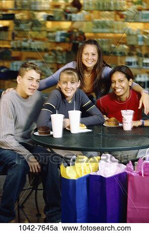 multiethnic, people, eating, table, drinking, shopping, friends View Large Photo Image Stock Image - multiethnic, people, eating, table, drinking, shopping, friends. Fotosearch