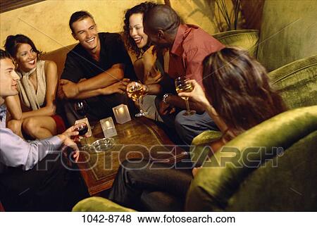 multiethnic, people, party, talking, wine, drinking, bar View Large Photo Image Stock Photo - multiethnic, people, party, talking, wine, drinking, bar. Fotosearch
