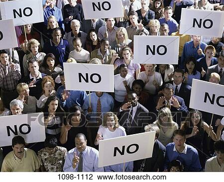 Stock Image - people, against, square, crowd, signs, negative. Fotosearch