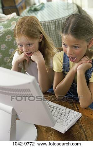 people, computer, surprise, children, using, girls, shock View Large Photo Image Stock Image - people, computer, surprise, children, using, girls, shock. Fotosearch