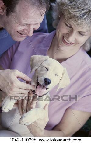 people, dog, couple, puppy, pet, outdoors, Middle-aged View Large Photo Image Stock Image - people, dog, couple, puppy, pet, outdoors, Middle-aged. Fotosearch