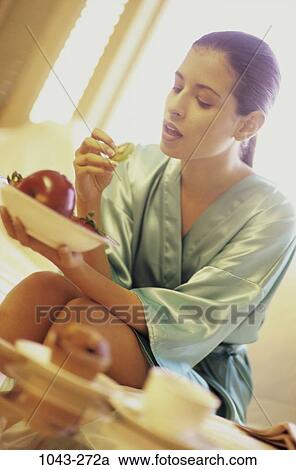 people, eating, woman, healthy, fruit, bowl, food View Large Photo Image Stock Image - people, eating, woman, healthy, fruit, bowl, food. Fotosearch