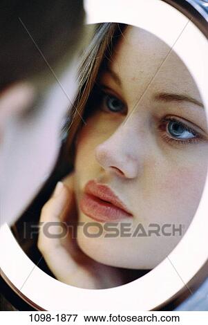 people, reflection, woman, face, girl, mirror, fascination View Large Photo Image Stock Photo - people, reflection, woman, face, girl, mirror, fascination. Fotosearch