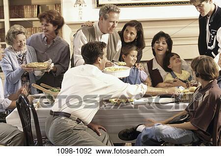 Stock Image - people, smiling, talking, three, smile, gathering. Fotosearch