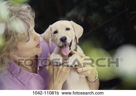 people, woman, dog, talking, puppy, pet, holding View Large Photo Image Stock Image - people, woman, dog, talking, puppy, pet, holding. Fotosearch