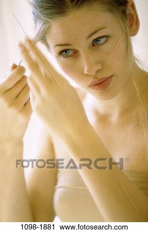 people, woman, hair, blond, seminude, indoors, examine View Large Photo Image Stock Image - people, woman, hair, blond, seminude, indoors, examine. Fotosearch