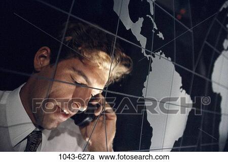Stock Image - telephone, talking, map, phone, business, global. Fotosearch
