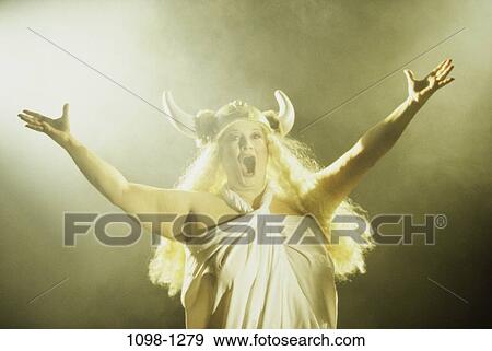 Stock Photo - woman, theater, opera, arts, entertainment, Middle-aged, blond. Fotosearch