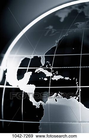 Stock Photo - world, globe, map, land, contrast, South America, global. Fotosearch