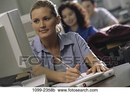 Stock Image - computer, education, class, instruction, Computer instruction. Fotosearch