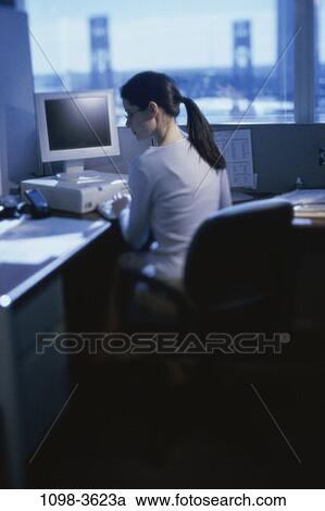 desk, computer, typing, business, administrative, brunette View Large Photo Image Stock Image - desk, computer, typing, business, administrative, brunette. Fotosearch