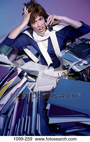 desk, woman, telephone, paperwork, overwhelmed, phone, stress View Large Photo Image Stock Photo - desk, woman, telephone, paperwork, overwhelmed, phone, stress. Fotosearch