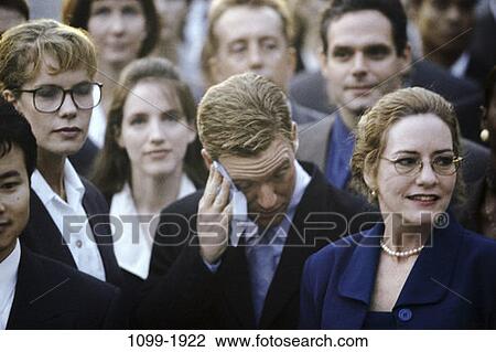Stock Image - multiethnic, faces, grainy, business, outdoors. Fotosearch