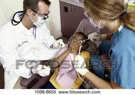 Stock Photography - multiethnic, patient, dentist, doctor, fear, health, closed. Fotosearch