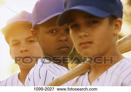 Stock Photo - multiethnic, people, bat, baseball, teamwork, children. Fotosearch