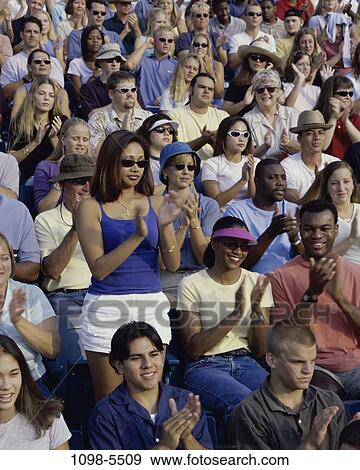 multiethnic, people, clapping, outdoors, cheering, crowd, encouraging View Large Photo Image Stock Photo - multiethnic, people, clapping, outdoors, cheering, crowd, encouraging. Fotosearch