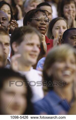 Stock Photograph - multiethnic, people, clapping, outdoors, crowd, clap, applauding. Fotosearch