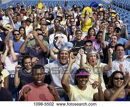 multiethnic, people, excited, outdoors, cheering, crowd, stadium View Large Photo Image Stock Image - multiethnic, people, excited, outdoors, cheering, crowd, stadium. Fotosearch