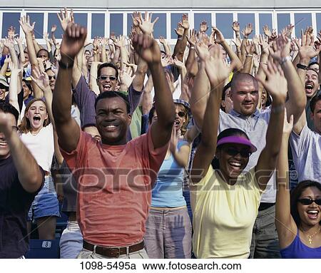 multiethnic, people, excitement, outdoors, cheering, crowd, spectators View Large Photo Image Stock Image - multiethnic, people, excitement, outdoors, cheering, crowd, spectators. Fotosearch