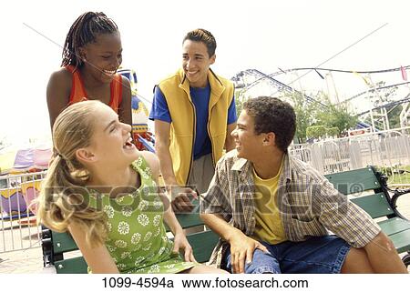 multiethnic, people, talking, bench, happy, laughing View Large Photo Image Stock Image - multiethnic, people, talking, bench, happy, laughing. Fotosearch