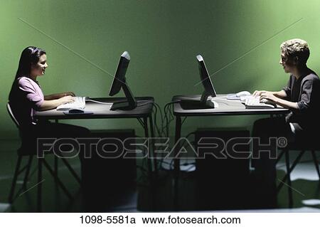 people, computers, education, using, teens, desks, indoors View Large Photo Image Stock Image - people, computers, education, using, teens, desks, indoors. Fotosearch
