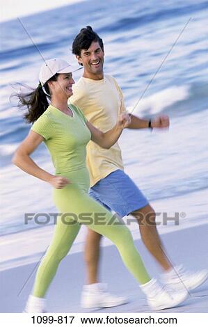 people, couple, beach, health, Middle-aged, exercise, Caucasian View Large Photo Image Stock Photo - people, couple, beach, health, Middle-aged, exercise, Caucasian. Fotosearch