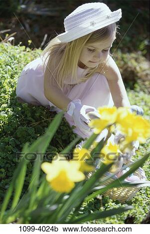 people, hat, girl, flowers, basket, outdoors, child View Large Photo Image Stock Image - people, hat, girl, flowers, basket, outdoors, child. Fotosearch