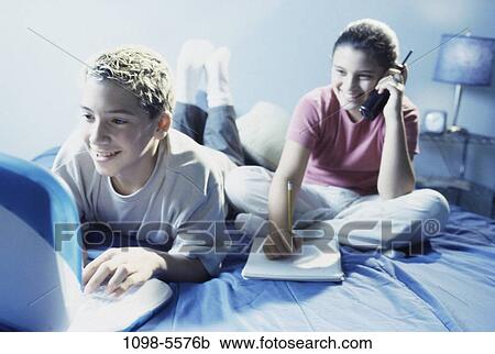 Stock Image - people, home, computer, child, personal, kid, Computers children. Fotosearch
