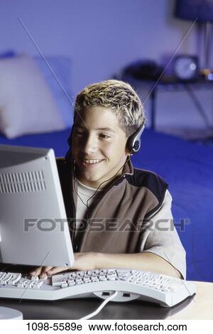 Stock Image - people, home, computer, child, personal, kid, Computers children. Fotosearch