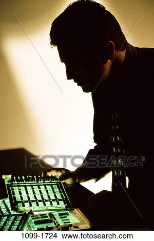 Picture - people, silhouette, Middle-aged, accuracy, contemplation, contemplating. Fotosearch