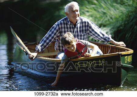 Stock Image - people, water, boating, outdoors, boat, family, touching. Fotosearch