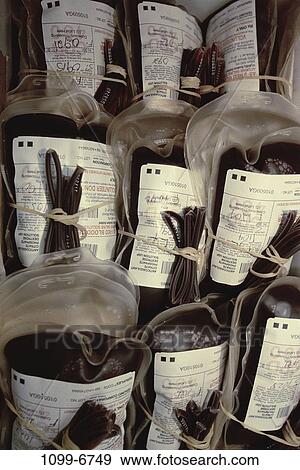 Stock Photo - blood, health, bags, still life, bank, medical, containers. Fotosearch