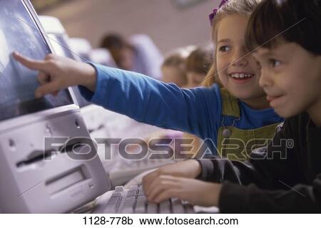 Stock Image - computer, education, class, instruction, Computer instruction. Fotosearch