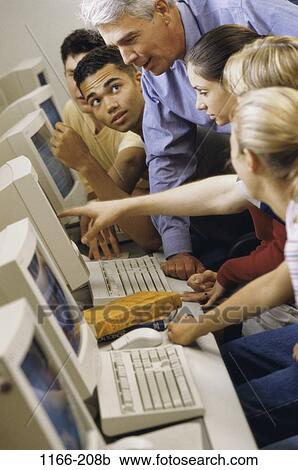 Stock Image - computer, education, class, instruction, Computer instruction. Fotosearch