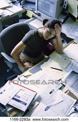desk, woman, papers, stress, business, chaotic, frustrated View Large Photo Image Stock Image - desk, woman, papers, stress, business, chaotic, frustrated. Fotosearch