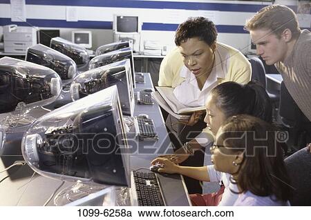 group, multiethnic, people, teacher, computer, classroom View Large Photo Image Stock Image - group, multiethnic, people, teacher, computer, classroom. Fotosearch