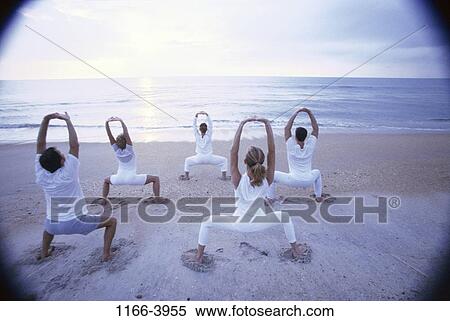 group, people, beach, stretching, exercise, exercising, clothed View Large Photo Image Stock Photography - group, people, beach, stretching, exercise, exercising, clothed. Fotosearch