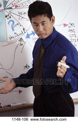 Stock Photograph - meeting, Asian, presentation, chart, business, trainer. Fotosearch