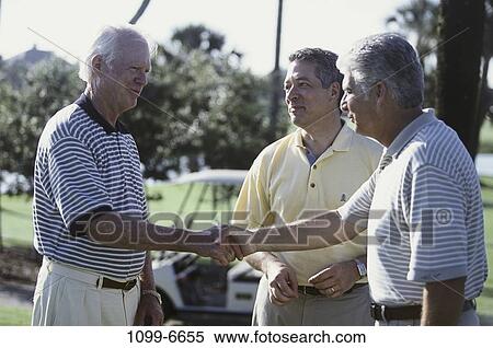 Stock Photography - meeting, men, people, hands, golf, senior, outdoors. Fotosearch