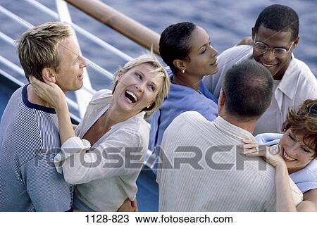 multiethnic, overhead, people, water, ship, laughing, dancing View Large Photo Image Stock Image - multiethnic, overhead, people, water, ship, laughing, dancing. Fotosearch
