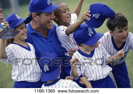 Stock Photography - multiethnic, triumph, success, celebration, baseball, outdoors. Fotosearch