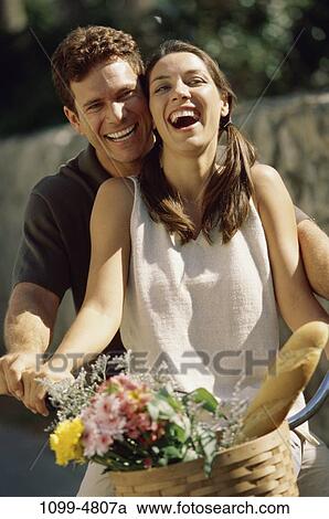 people, couple, bread, French, bicycle, laughing, riding View Large Photo Image Stock Image - people, couple, bread, French, bicycle, laughing, riding. Fotosearch
