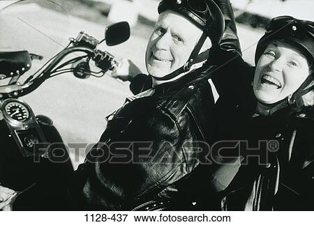 people, couple, senior, motorcycle, leather, riding, outdoors View Large Photo Image Stock Photo - people, couple, senior, motorcycle, leather, riding, outdoors. Fotosearch