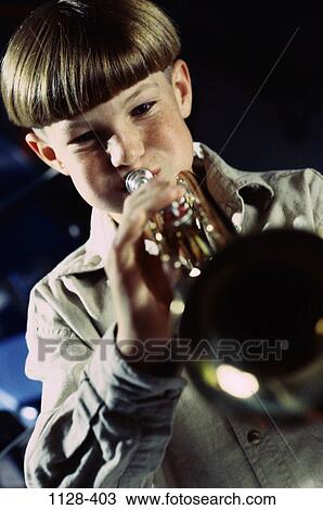 people, horn, music, boy, trumpet, indoors View Large Photo Image Stock Image - people, horn, music, boy, trumpet, indoors. Fotosearch