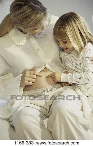 Stock Image - people, mother, stomach, pointing, point, looking, family. Fotosearch