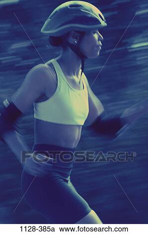 people, running, woman, helmet, jogging, motion, health View Large Photo Image Stock Image - people, running, woman, helmet, jogging, motion, health. Fotosearch