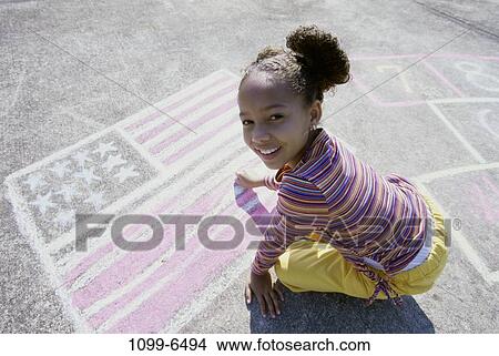 people, smiling, chalk, patriotic, girl, stripes View Large Photo Image Picture - people, smiling, chalk, patriotic, girl, stripes. Fotosearch