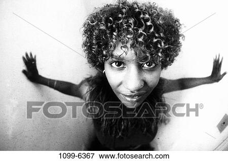 people, woman, black and white, indoors, African-American, young adult View Large Photo Image Stock Photo - people, woman, black and white, indoors, African-American, young adult. Fotosearch